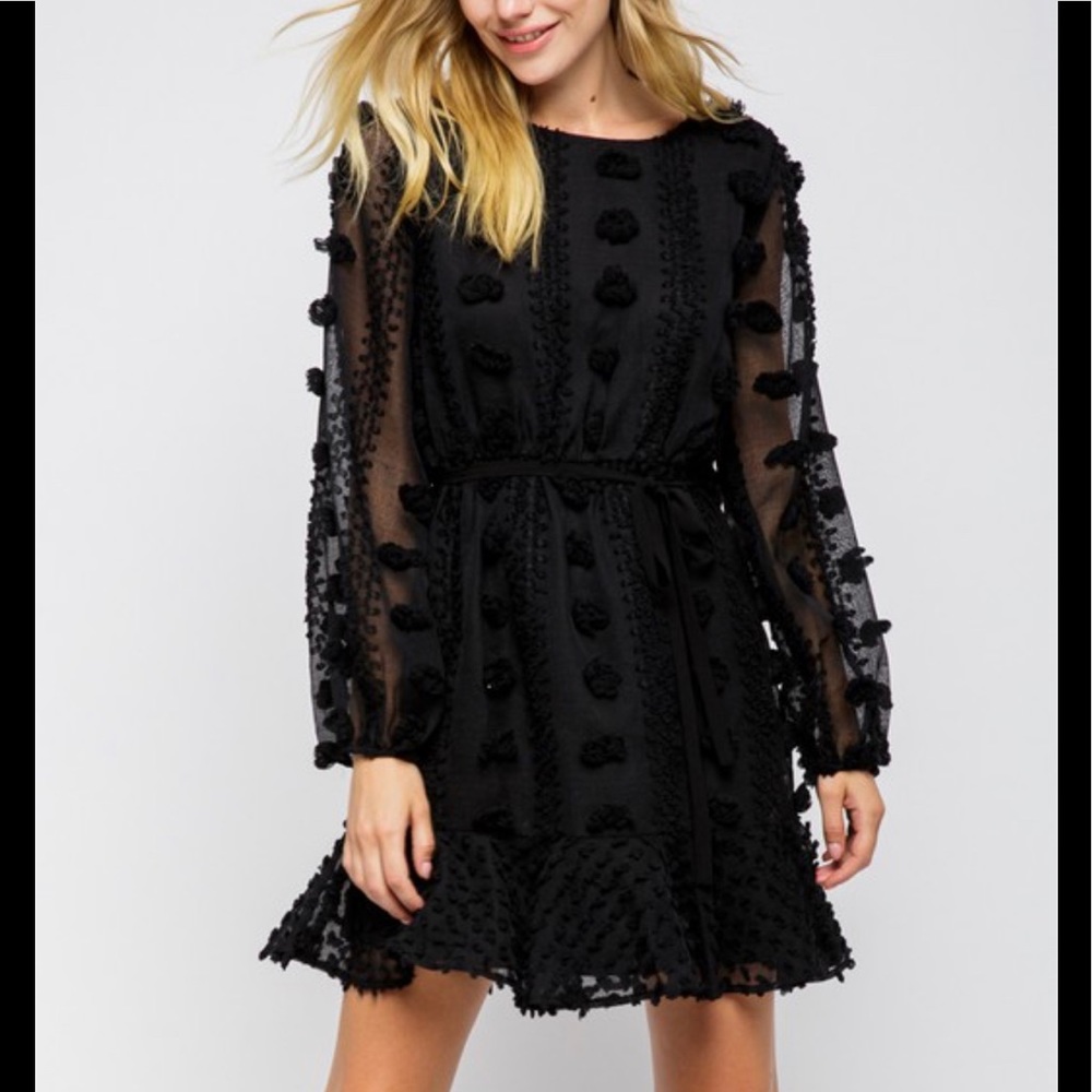 Black Pom Pom Finesse Dress